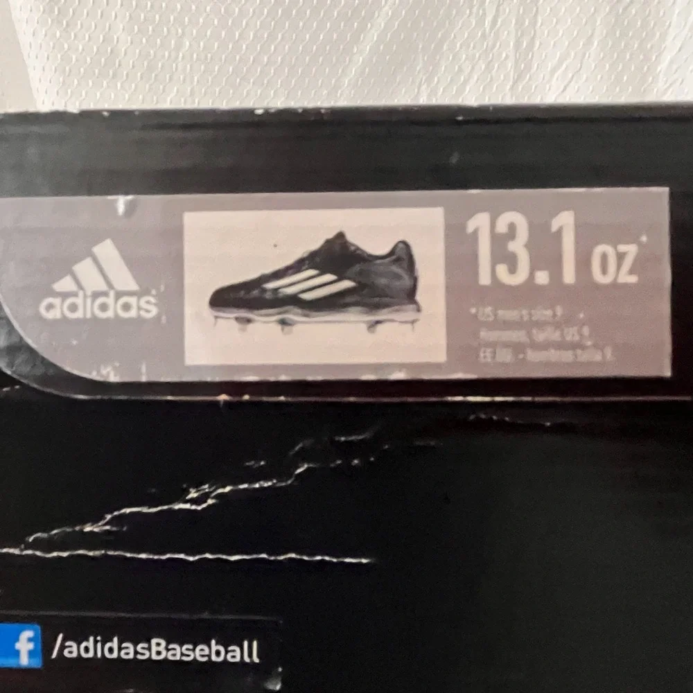 Adidas PowerAlley 3 Men's Metal Baseball Cleats Size 11 Black White (S84762)